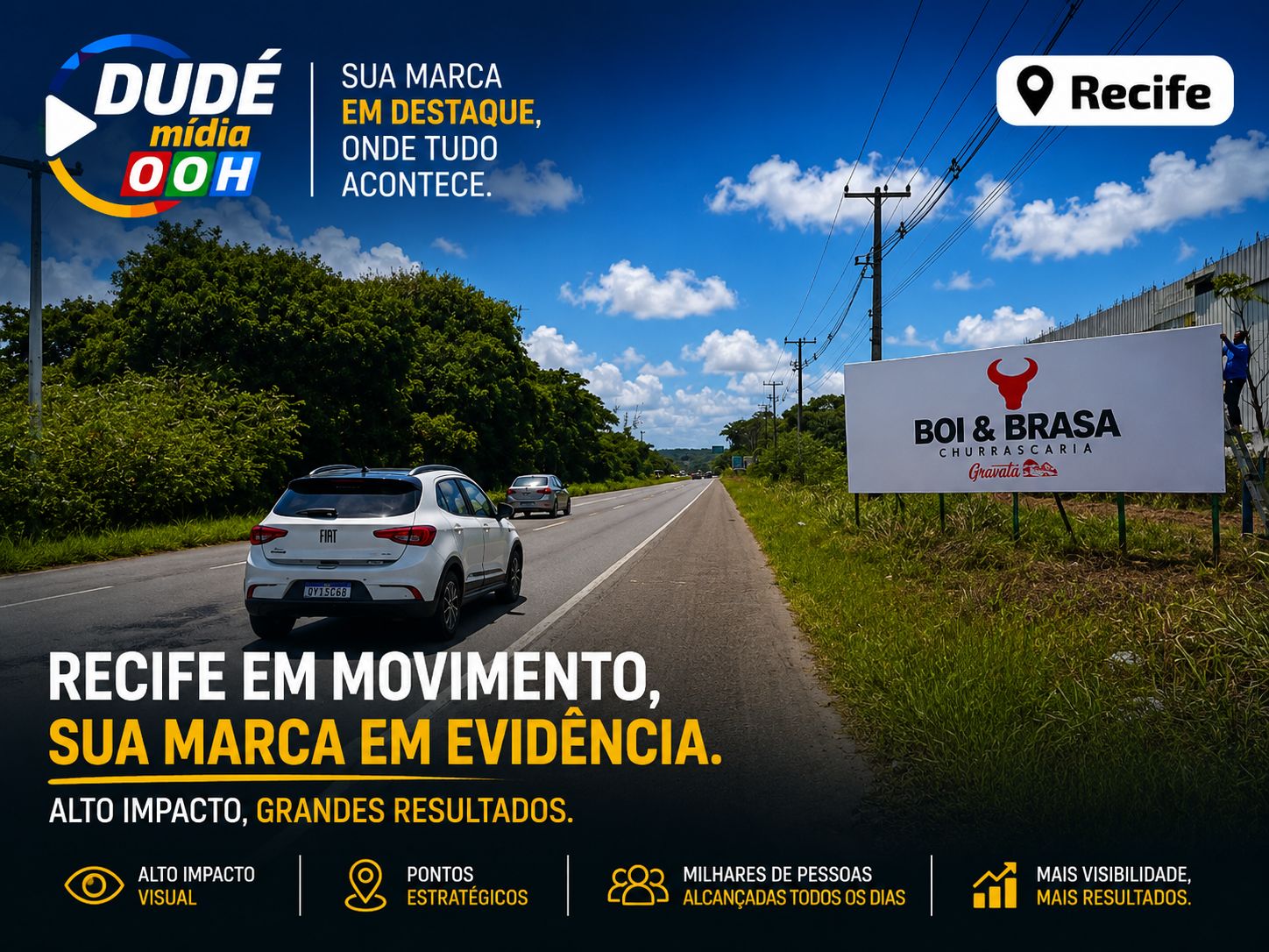 Painel publicitário instalado em rodovia
